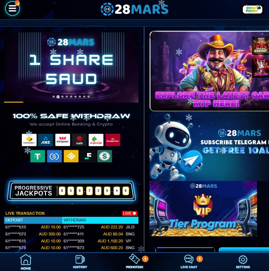 28Mars Casino mobile app lobby