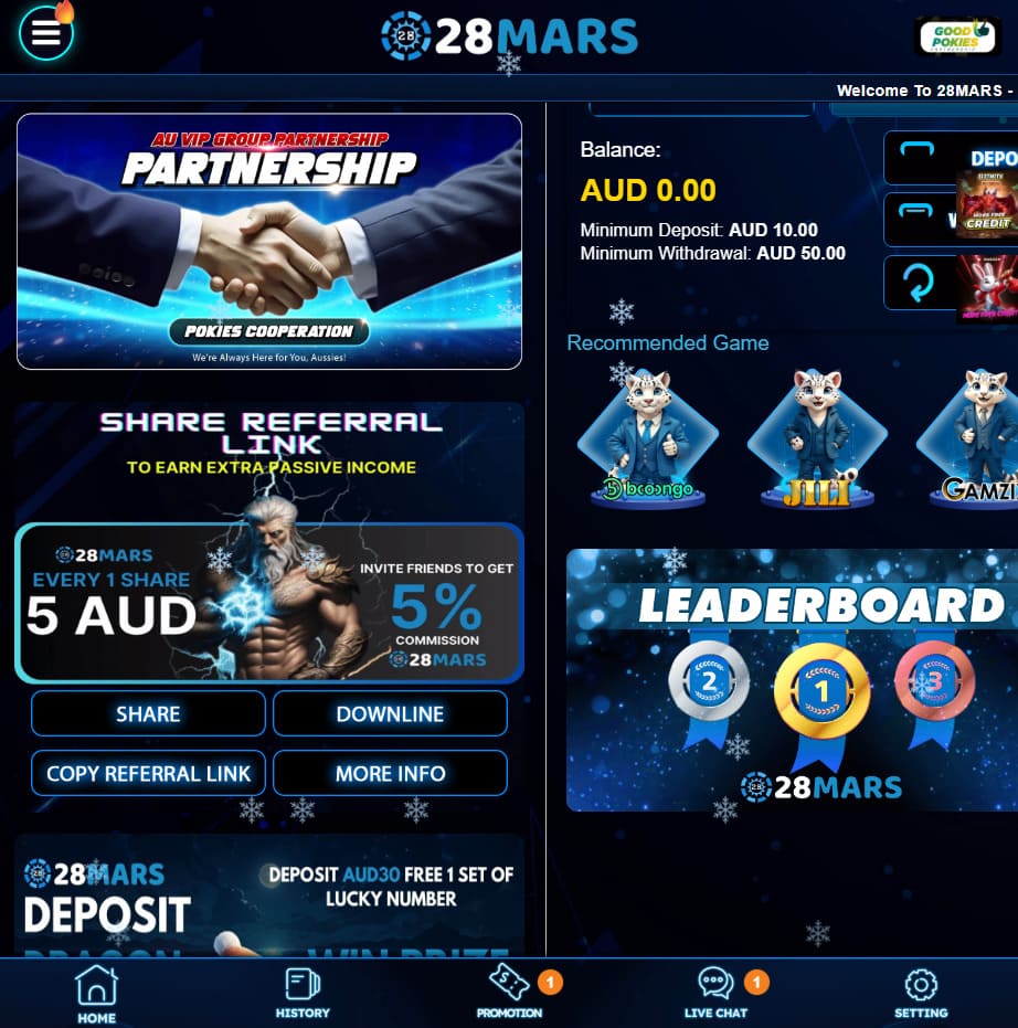 Playing pokies on 28Mars Casino mobile app