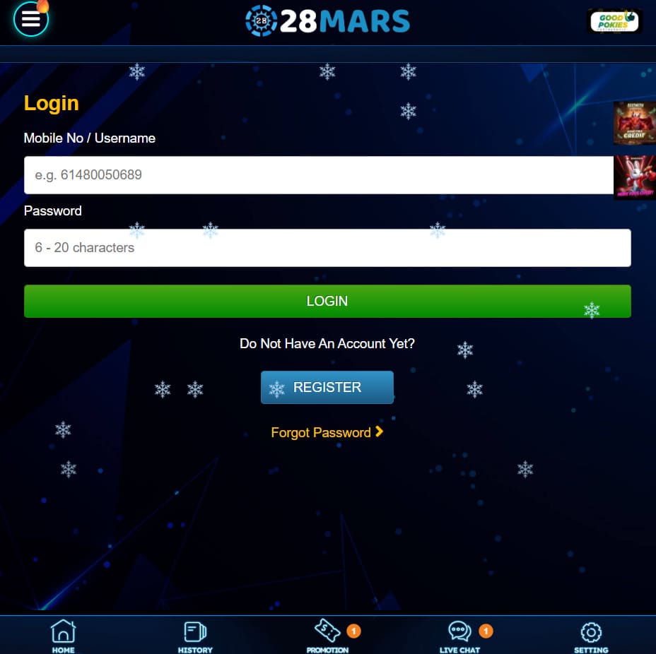28Mars Casino mobile payments screen
